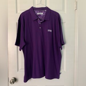 TCU Floral Hawaiian Print Tropical Tommy Bahama Purple Polo Sx 3XL/XXXL
